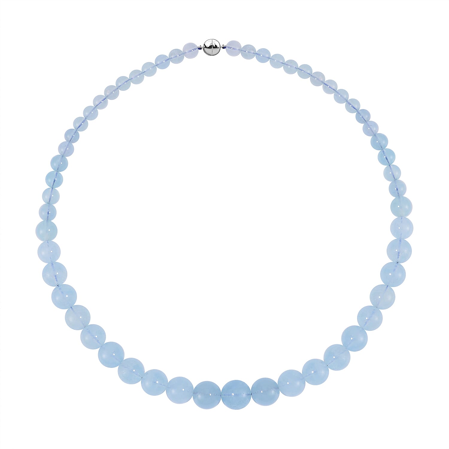 Aquamarine Necklace (Size - 20) in Rhodium Overlay Sterling Silver 370.0 Ct.