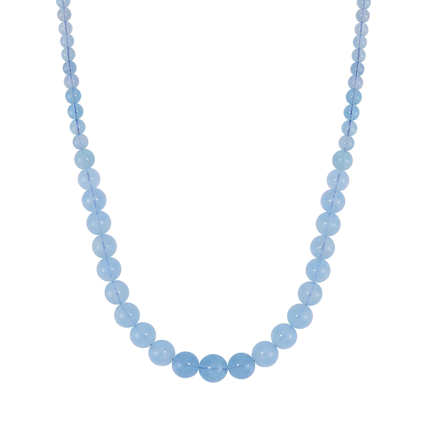 Aquamarine Necklace (Size - 20) in Rhodium Overlay Sterling Silver 370.0 Ct.