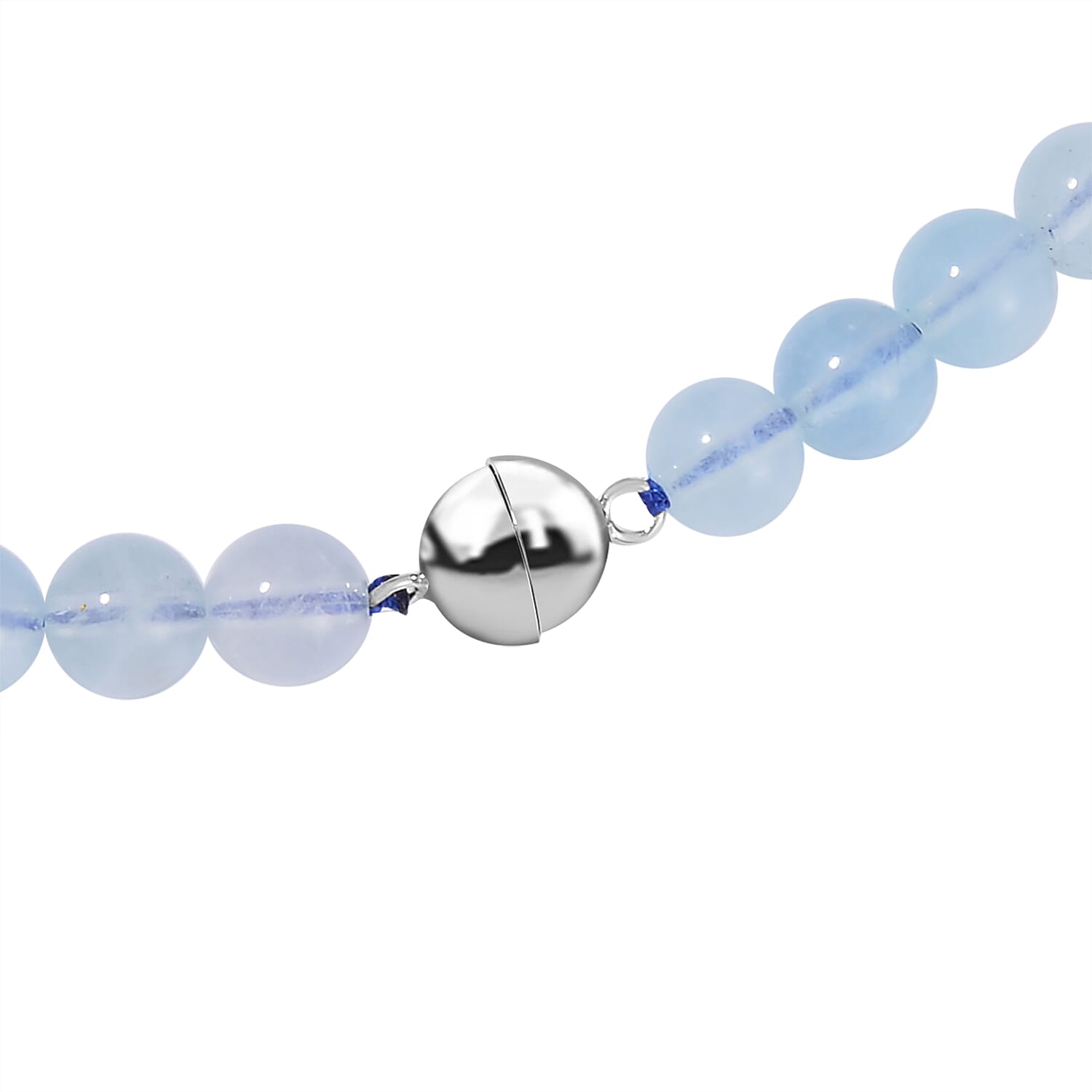 Aquamarine Necklace (Size - 20) in Rhodium Overlay Sterling Silver 370.0 Ct.