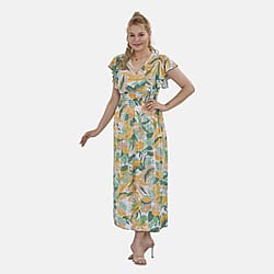 Tamsy Flutter Sleeves Smocked Midi Dress