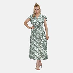 Tamsy Flutter Sleeves Smocked Midi Dress