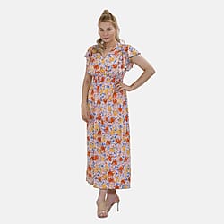 Tamsy Flutter Sleeves Smocked Midi Dress