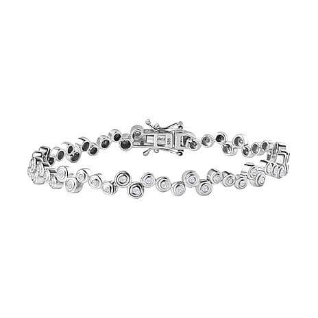 Designer Inspired Close Out - Diamond Bubble (G-H) Bracelet (Size - 7.5)  Sterling Silver 1.00 Ct, Silver Wt 14.75 Gms