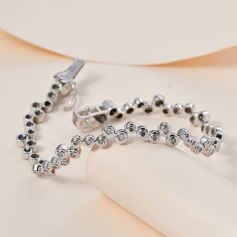 Designer Inspired Close Out - Diamond Bubble (G-H) Bracelet (Size - 7.5)  Sterling Silver 1.00 Ct, Silver Wt 14.75 Gms