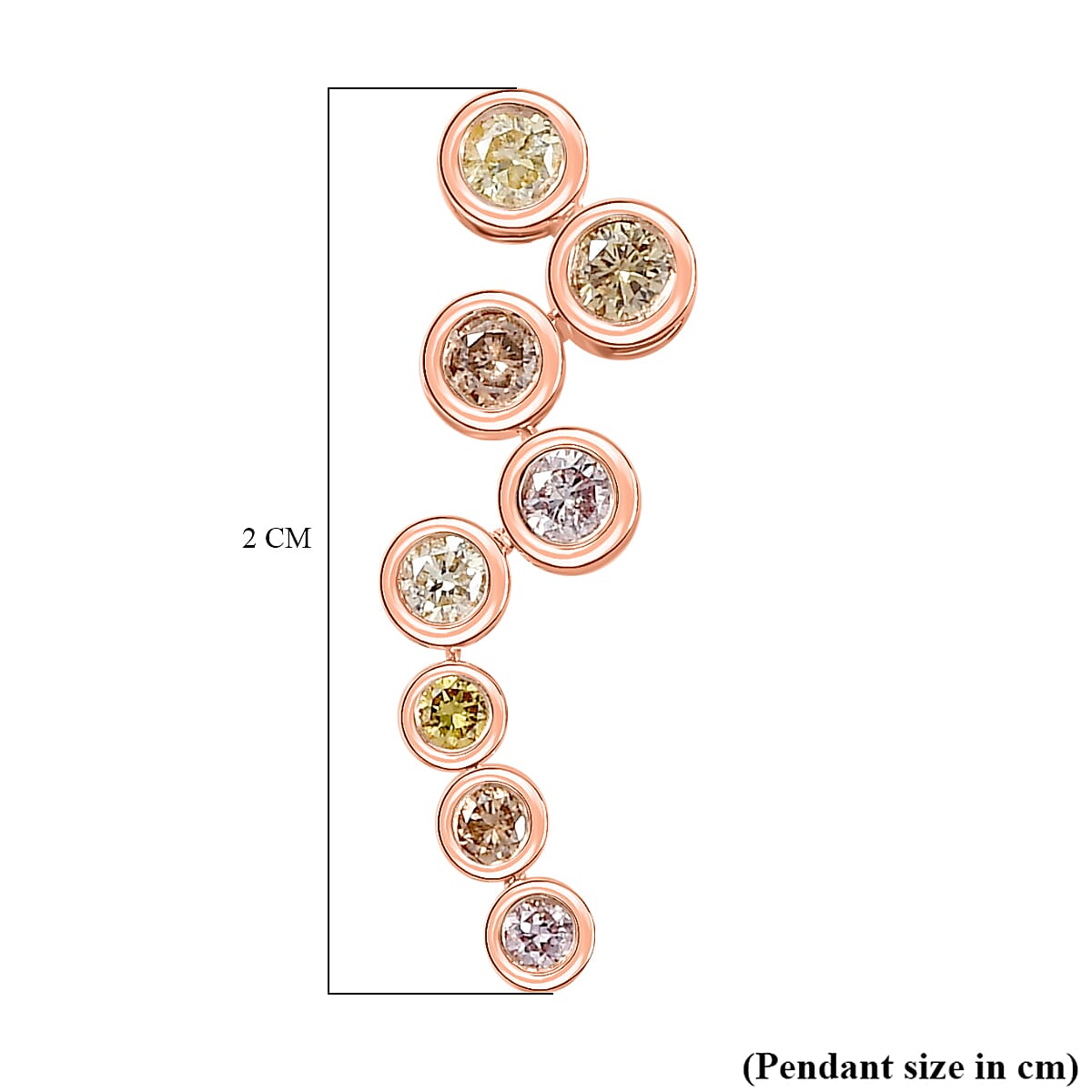 NY Closeout Offer - 9K Rose Gold Certified Natural Multi Diamond (Pink, Champagne, Yellow and Green) BUBBLE Pendant 0.25 Cts NY Closeout Offer - 9K Rose Gold Certified Natural Multi Diamond (Pink, Champagne, Yellow and Green) BUBBLE Pendant 0.25 Cts