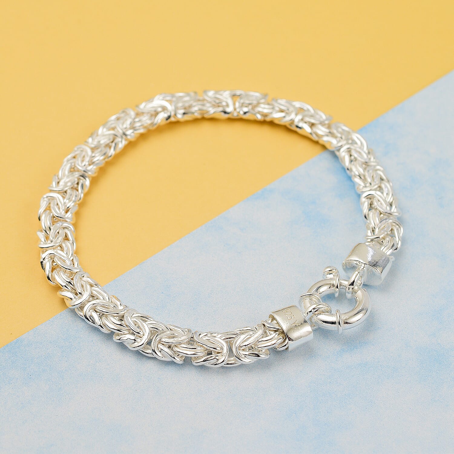 Sterling Silver Byzantine Bracelet (Size 7.5) with Senorita Clasp, Silver Wt. 14.10 Gms.