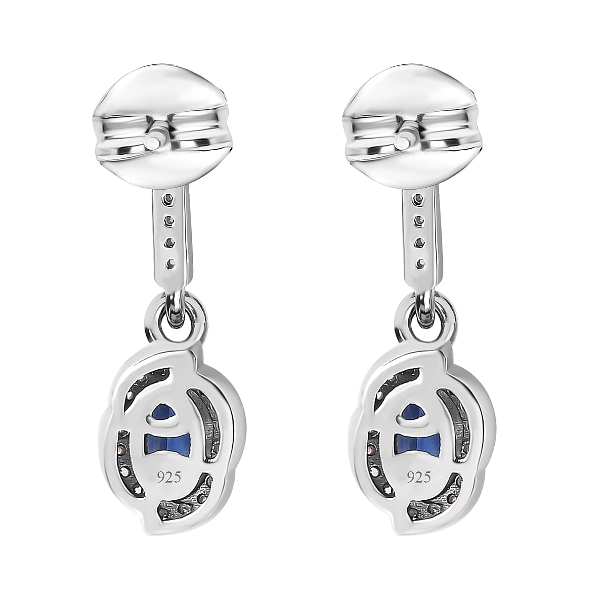 Natural Himalayan Kyanite & Natural Zircon Earrings in Platinum Overlay Sterling Silver 1.60 Ct.