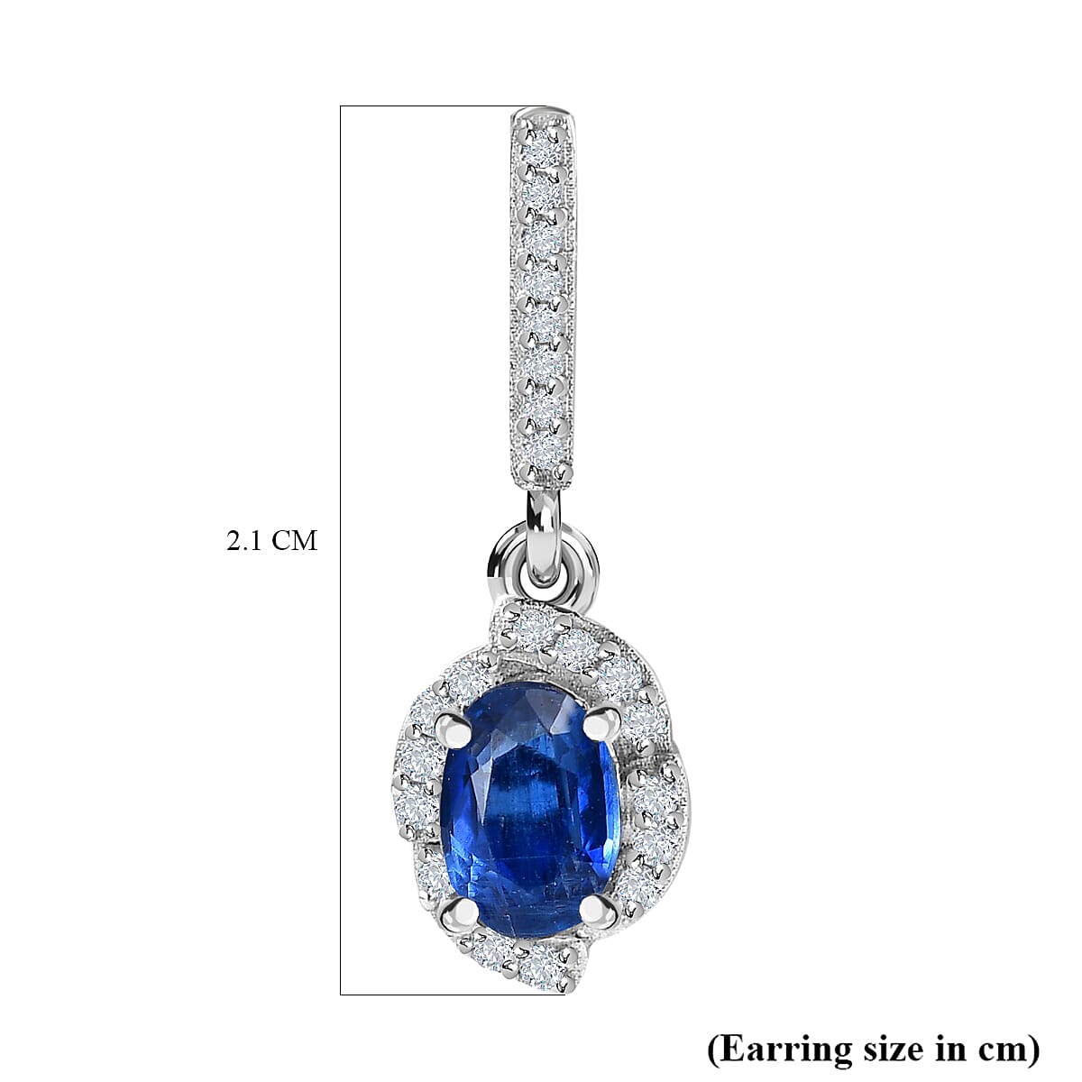 Natural Himalayan Kyanite & Natural Zircon Earrings in Platinum Overlay Sterling Silver 1.60 Ct.