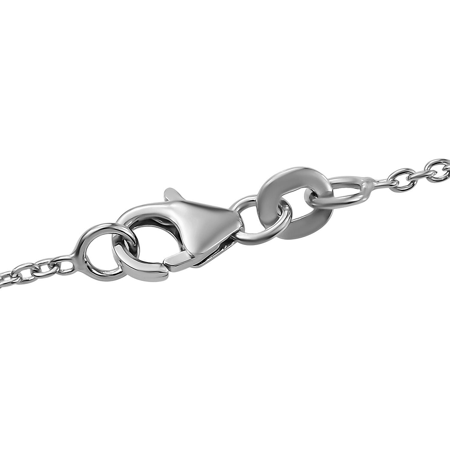 Moissanite MUM Necklace (Size - 20) in Platinum Overlay Sterling Silver 0.22 ct 0.352 Ct.