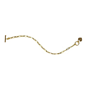 Maestro Collection - 9K Yellow Gold Paperclip Heart Bracelet (Size - 7.5) with T-Bar Clasp