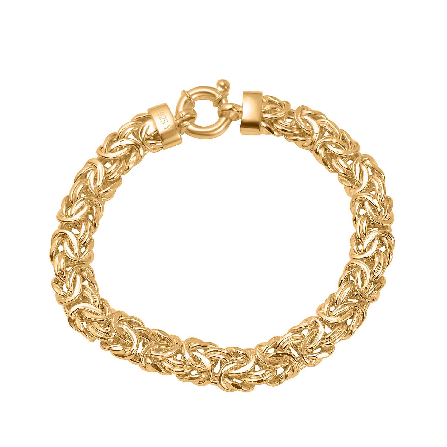 One Time CloseOut Deal- - Yellow Gold Overlay Sterling Silver Byzantine Bracelet (Size - 7.5)
