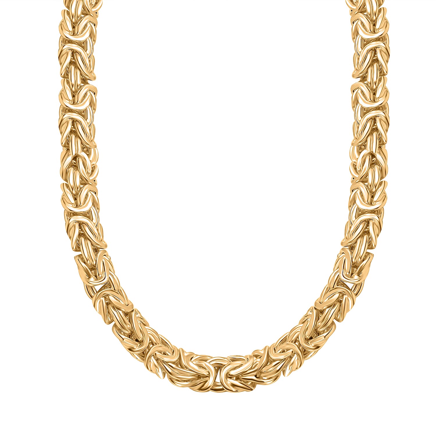Closeout - Yellow Gold Overlay Sterling Silver Byzantine Necklace (Size - 20) 44.8 Grams