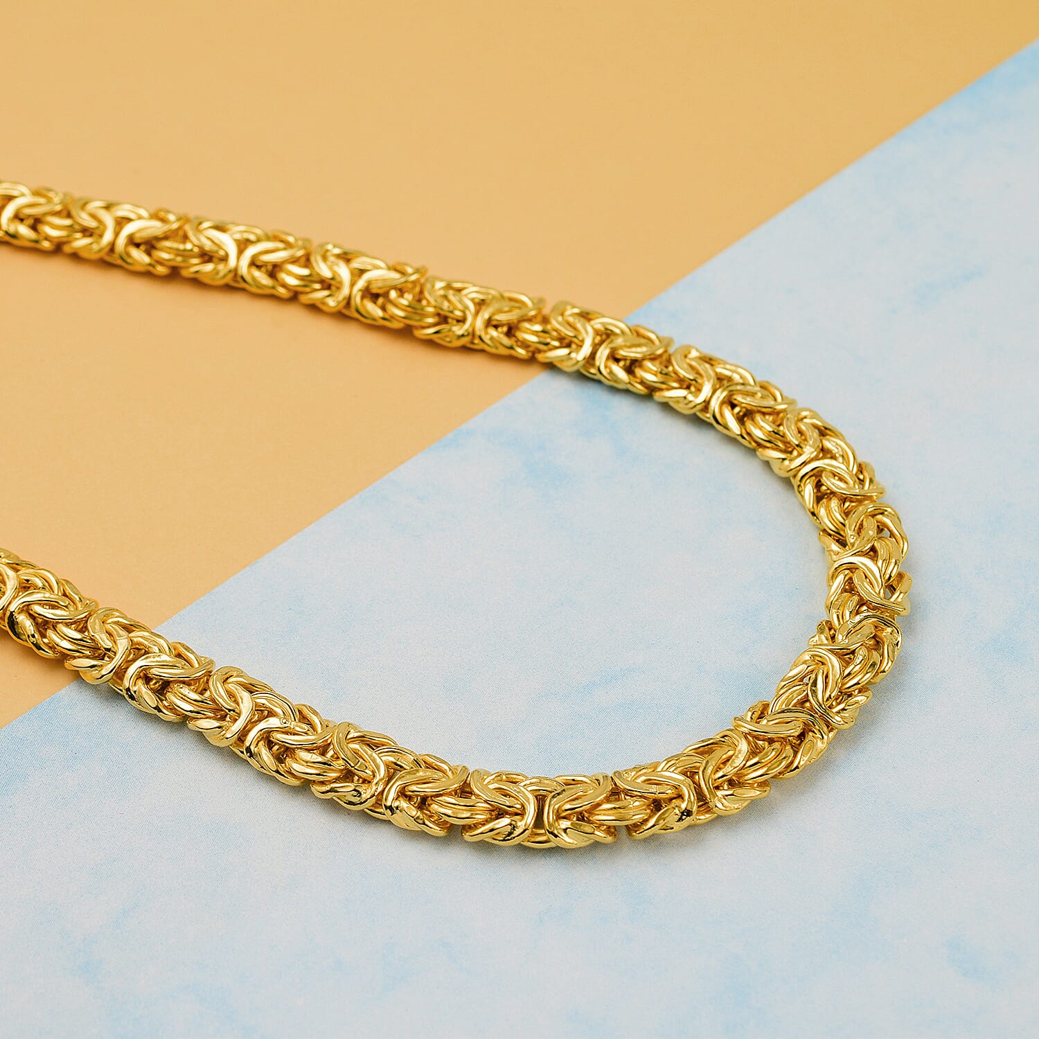 Closeout - Yellow Gold Overlay Sterling Silver Byzantine Necklace (Size - 20) 44.8 Grams