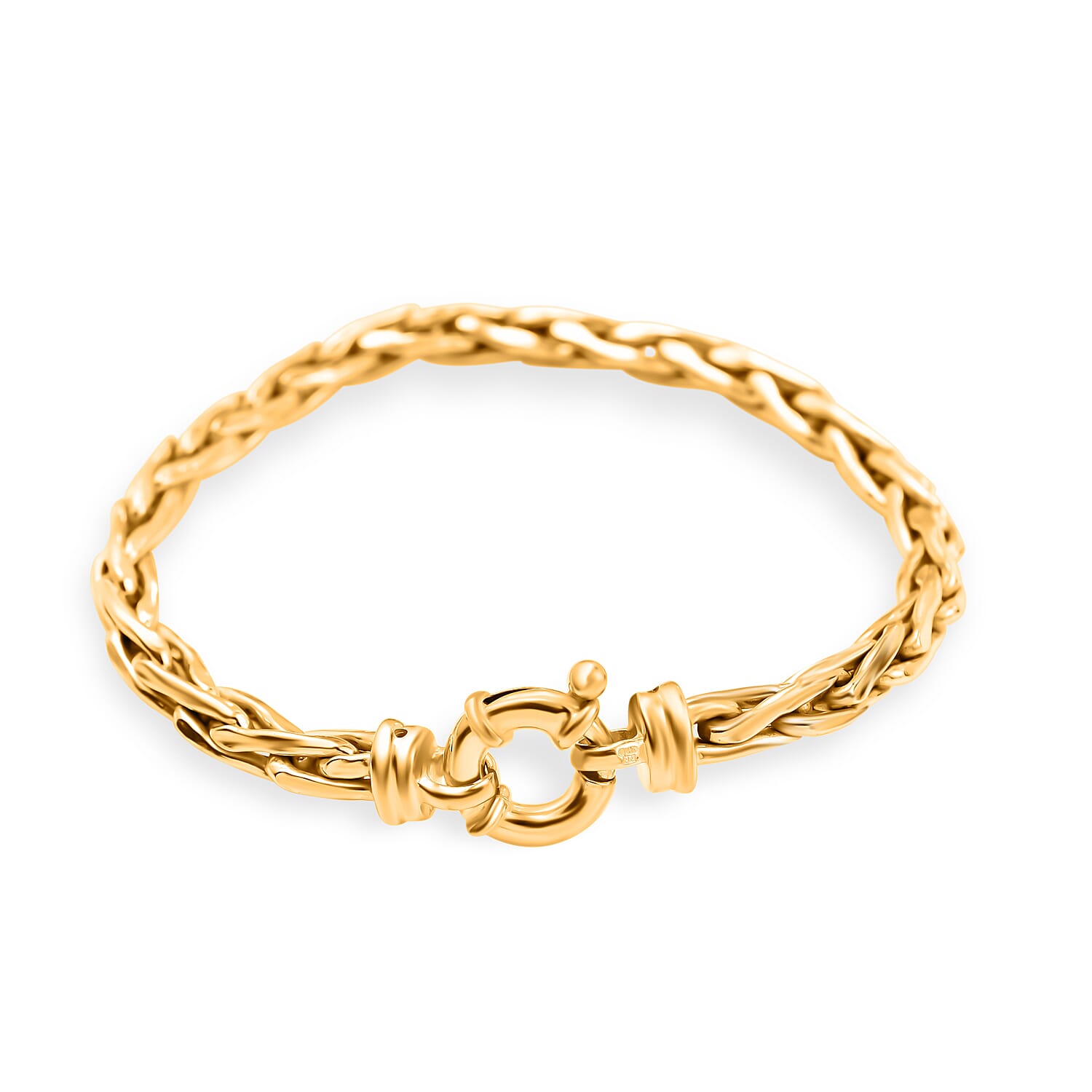 One Time Close Out - Gold Overlay Sterling Silver Broad Link Spiga Bracelet (Size - 7.5)