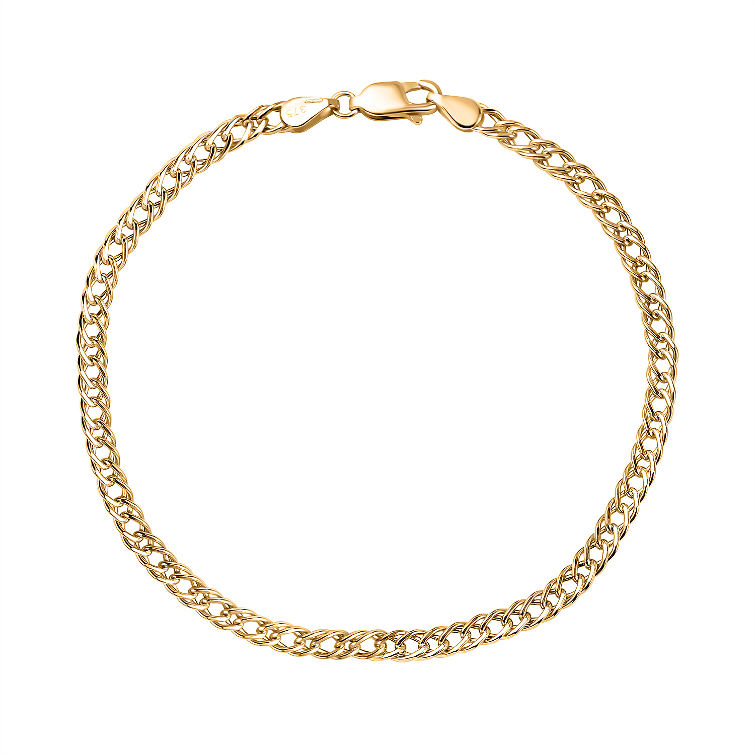 Maestro Collection - 9K Yellow Gold Double Curb Bracelet (Size - 7.5)