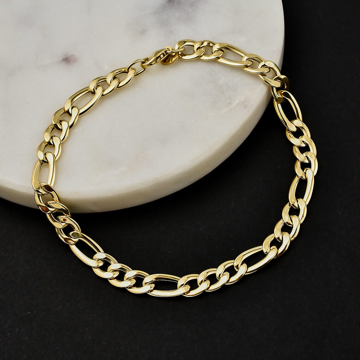 9K Yellow Gold Figaro Bracelet (Size - 8)
