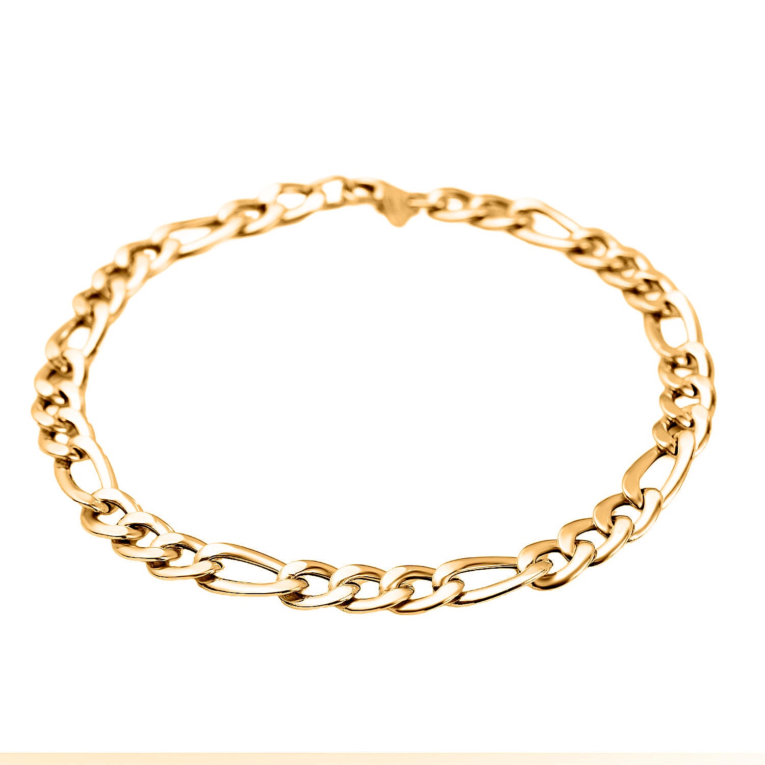 9K Yellow Gold Figaro Bracelet (Size - 8)