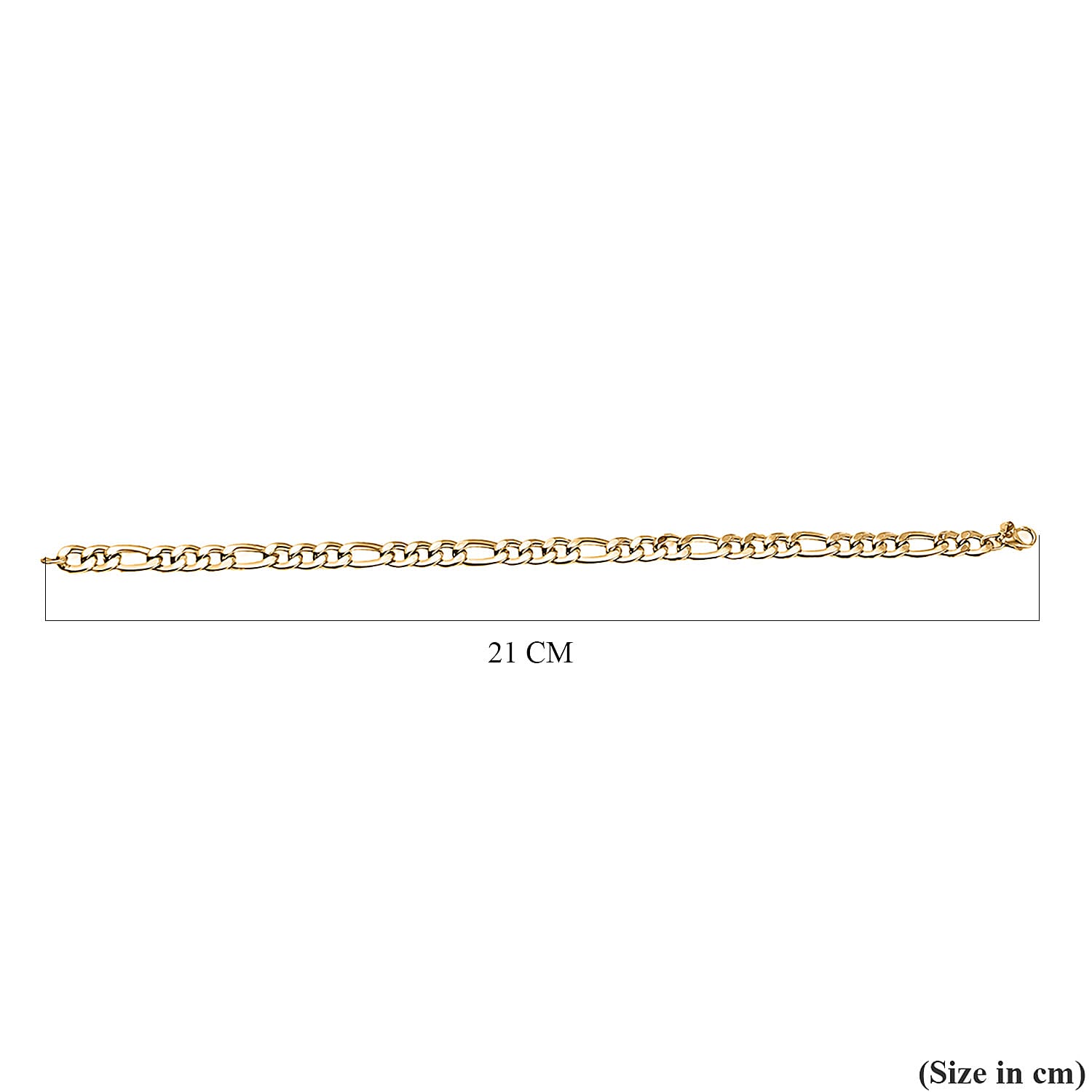 9K Yellow Gold Figaro Bracelet (Size - 8)
