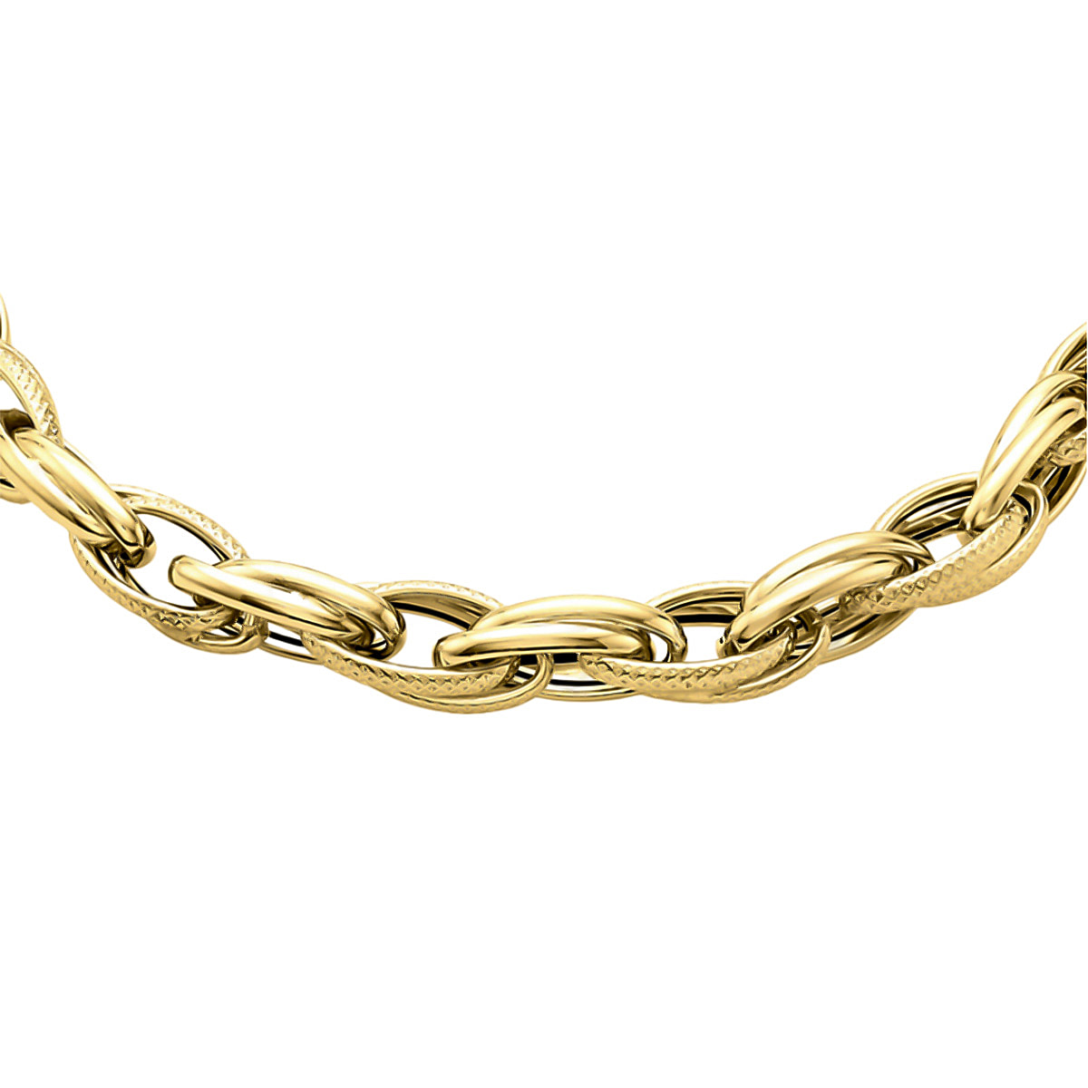 Vicenza Close Out - 9K Yellow Gold Textured & PRINCE of WALES Necklace (Size - 18), Gold Wt. 13.5 Gms