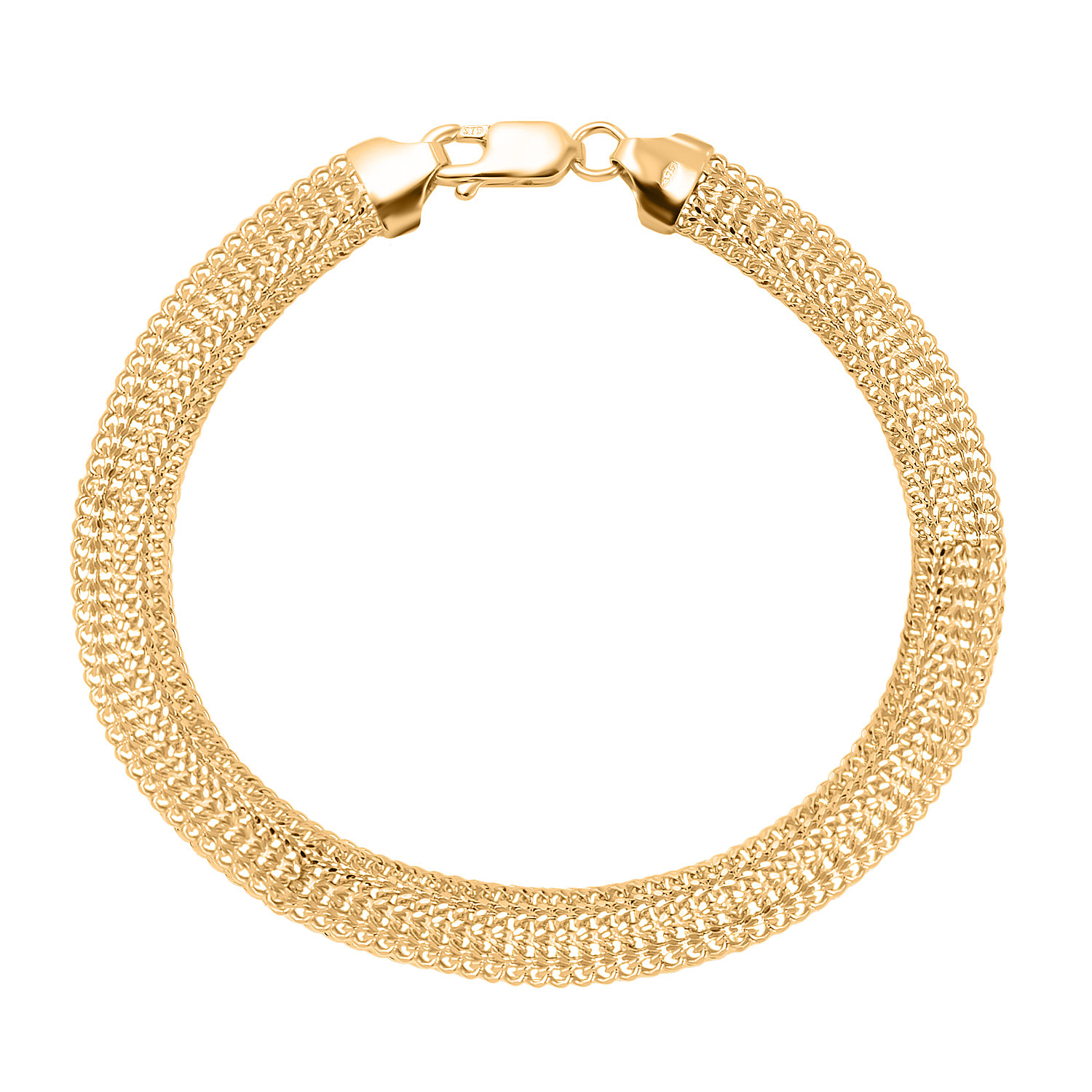 9K Yellow Gold Diamond Cut Domed Curb Bismark Bracelet (Size - 7.5)
