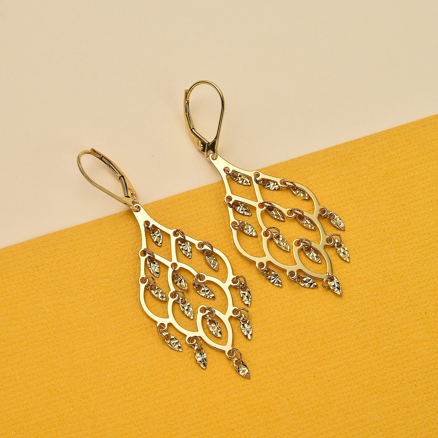 Maestro Collection- 9K Yellow Gold Chandelier Earrings