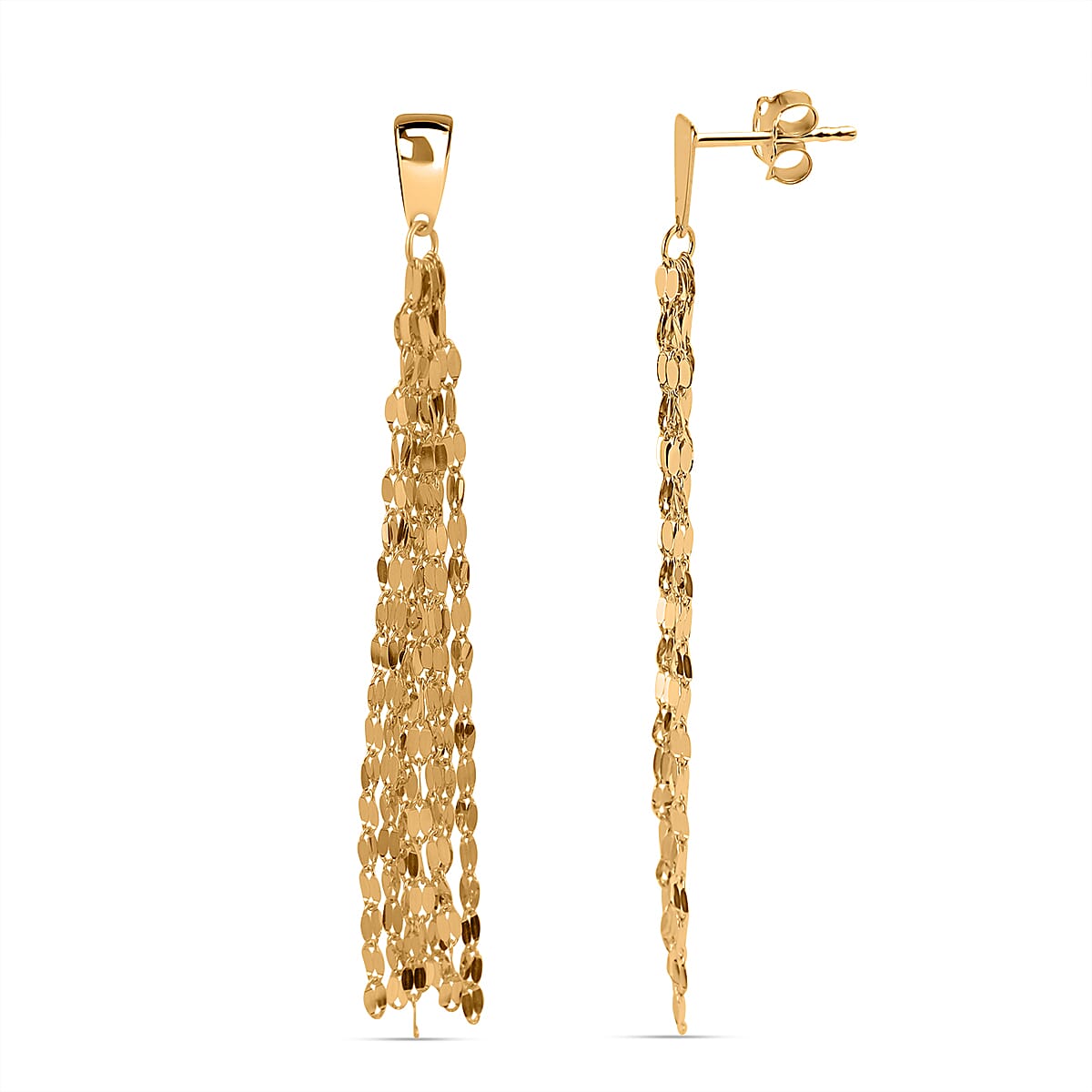 Maestro Collection - 9K Yellow Gold Mirror Tassel Earrings