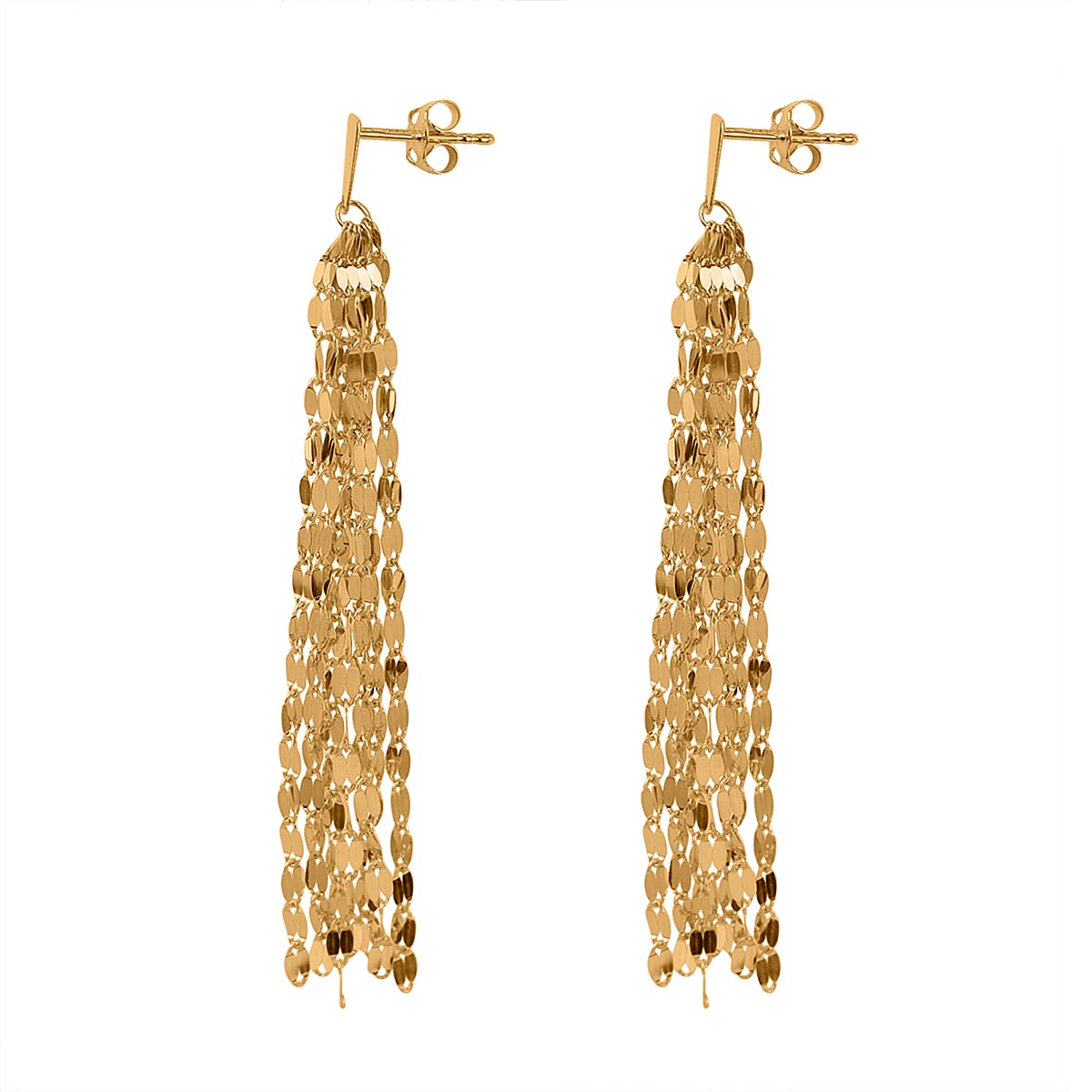 Maestro Collection - 9K Yellow Gold Mirror Tassel Earrings