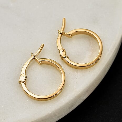 Maestro Collection - 9K Yellow Gold Hoop Earrings with Clasp