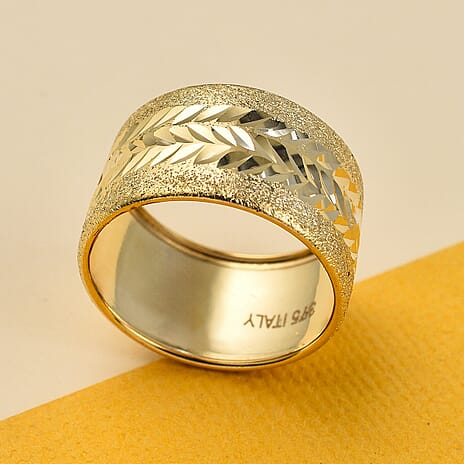 Maestro Collection - 9K Yellow Gold Diamond Cut Chevron Design Ring
