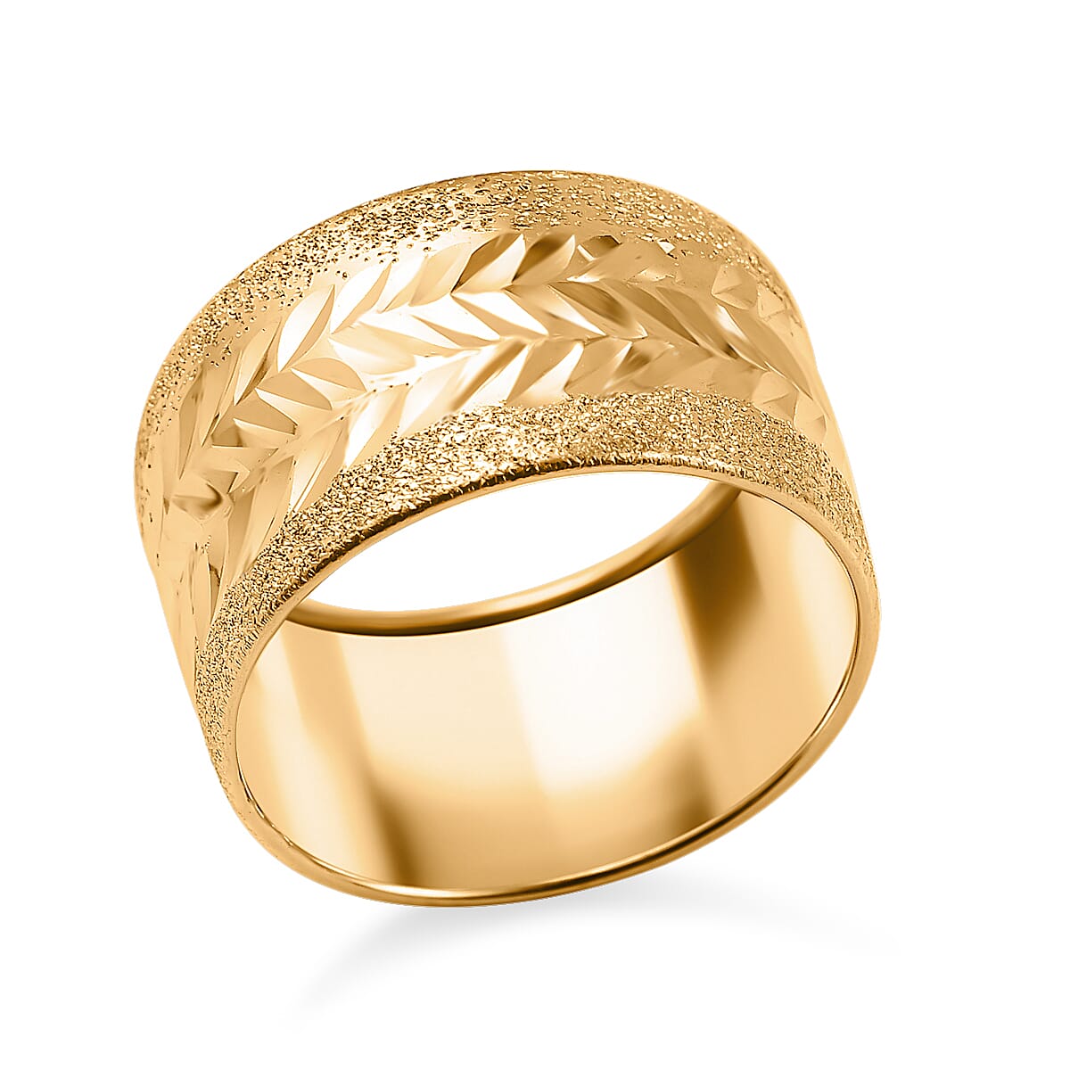 Maestro Collection - 9K Yellow Gold Diamond Cut Chevron Design Ring