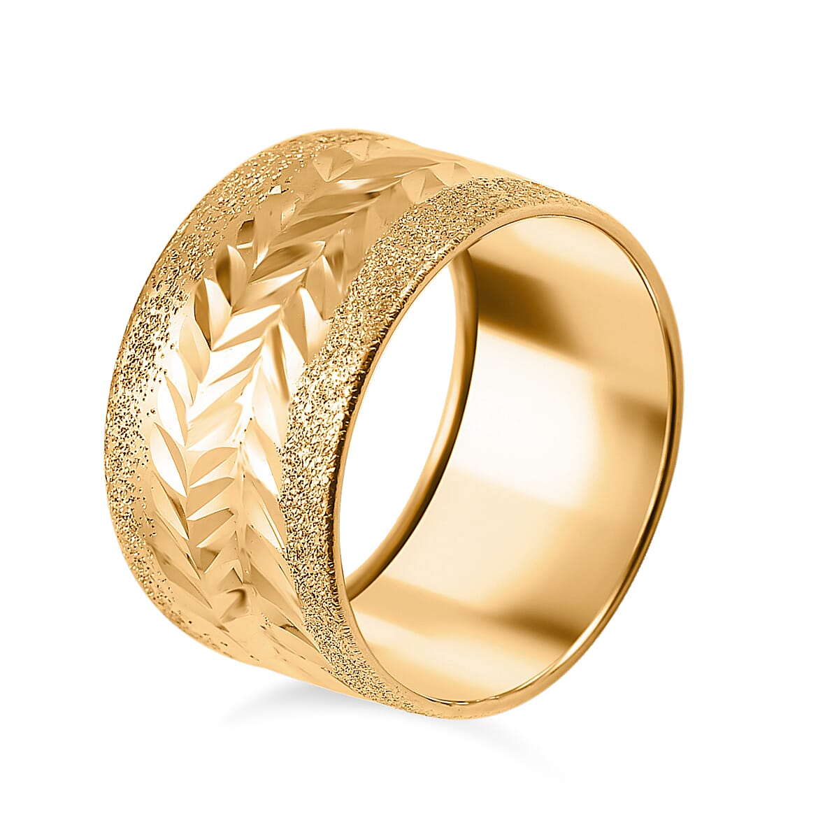 Maestro Collection - 9K Yellow Gold Diamond Cut Chevron Design Ring