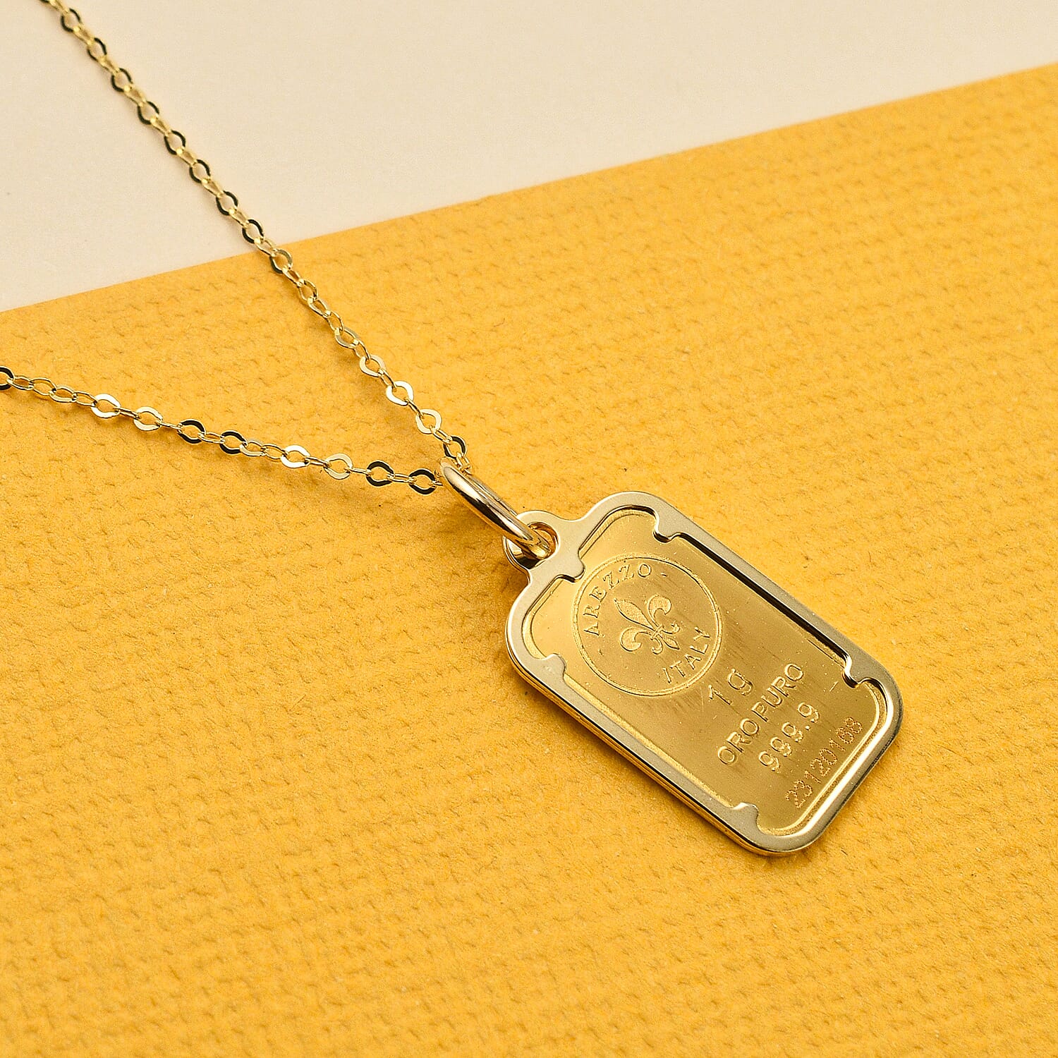 Maestro Collection - Exclusive Ed. 24K Gold Ingot in 9K Yellow Gold Necklace (Size - 20)