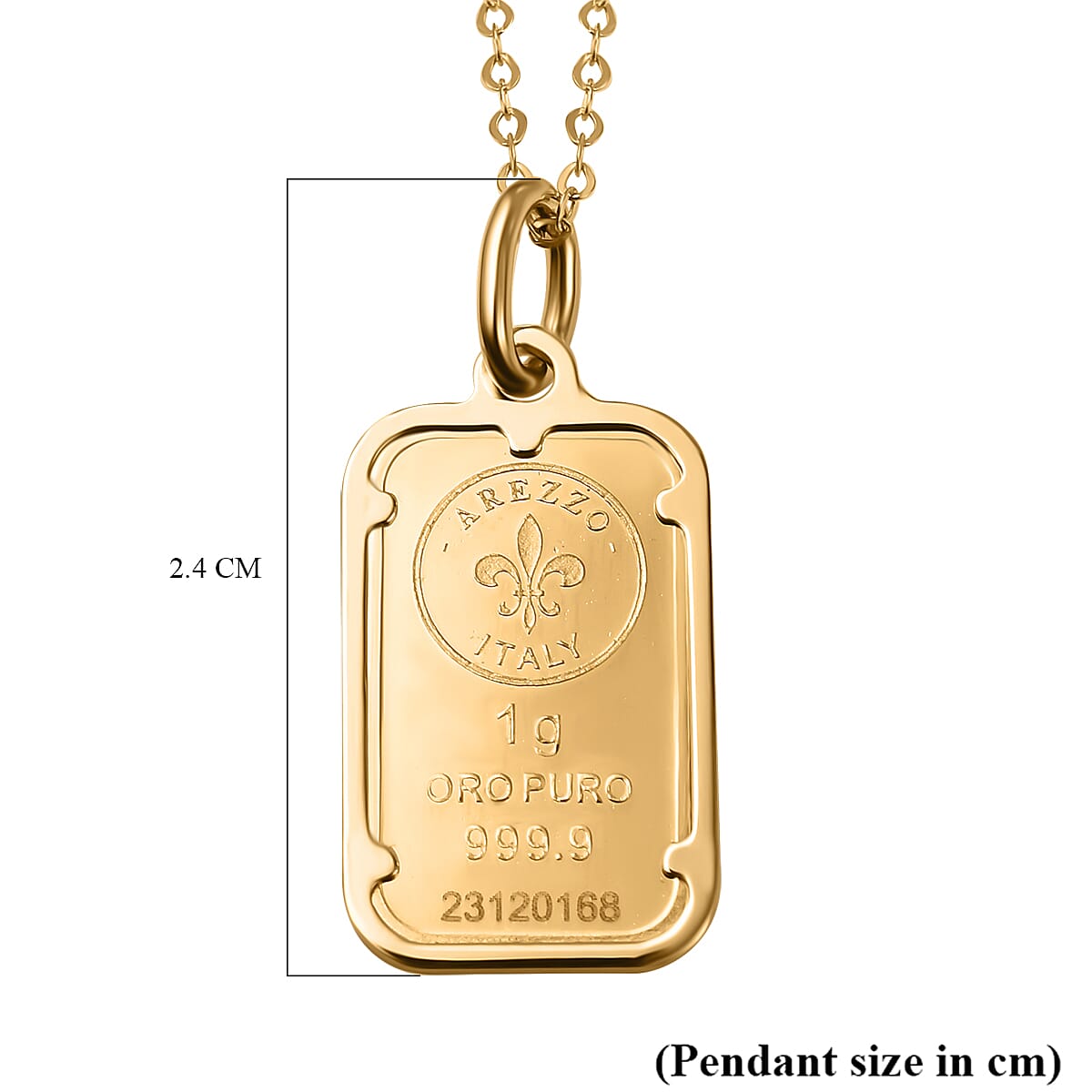Maestro Collection - Exclusive Ed. 24K Gold Ingot in 9K Yellow Gold Necklace (Size - 20)