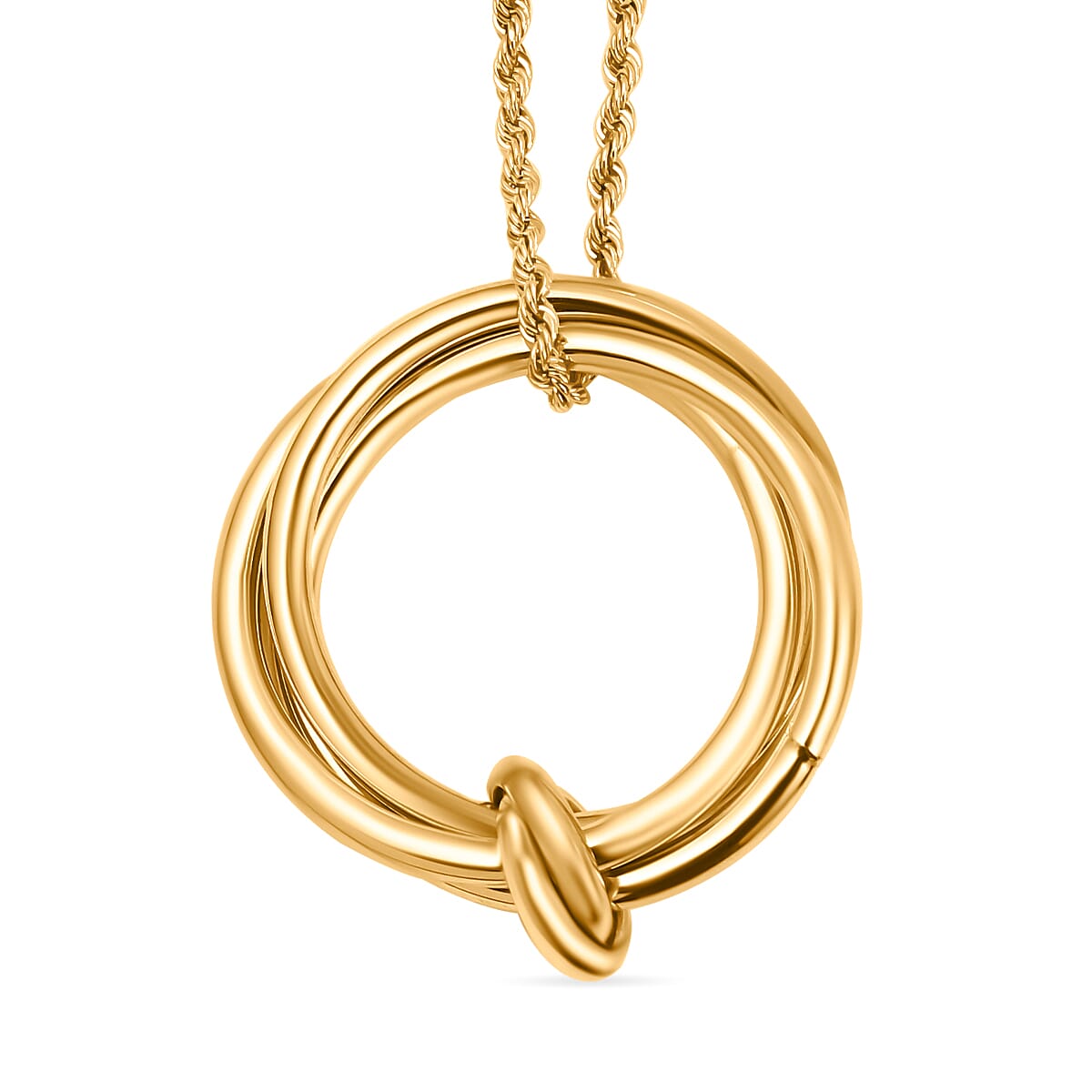 Maestro Collection - 9K Yellow Gold Multi Circle Entwined Necklace (Size - 18-2 inch Ext.)