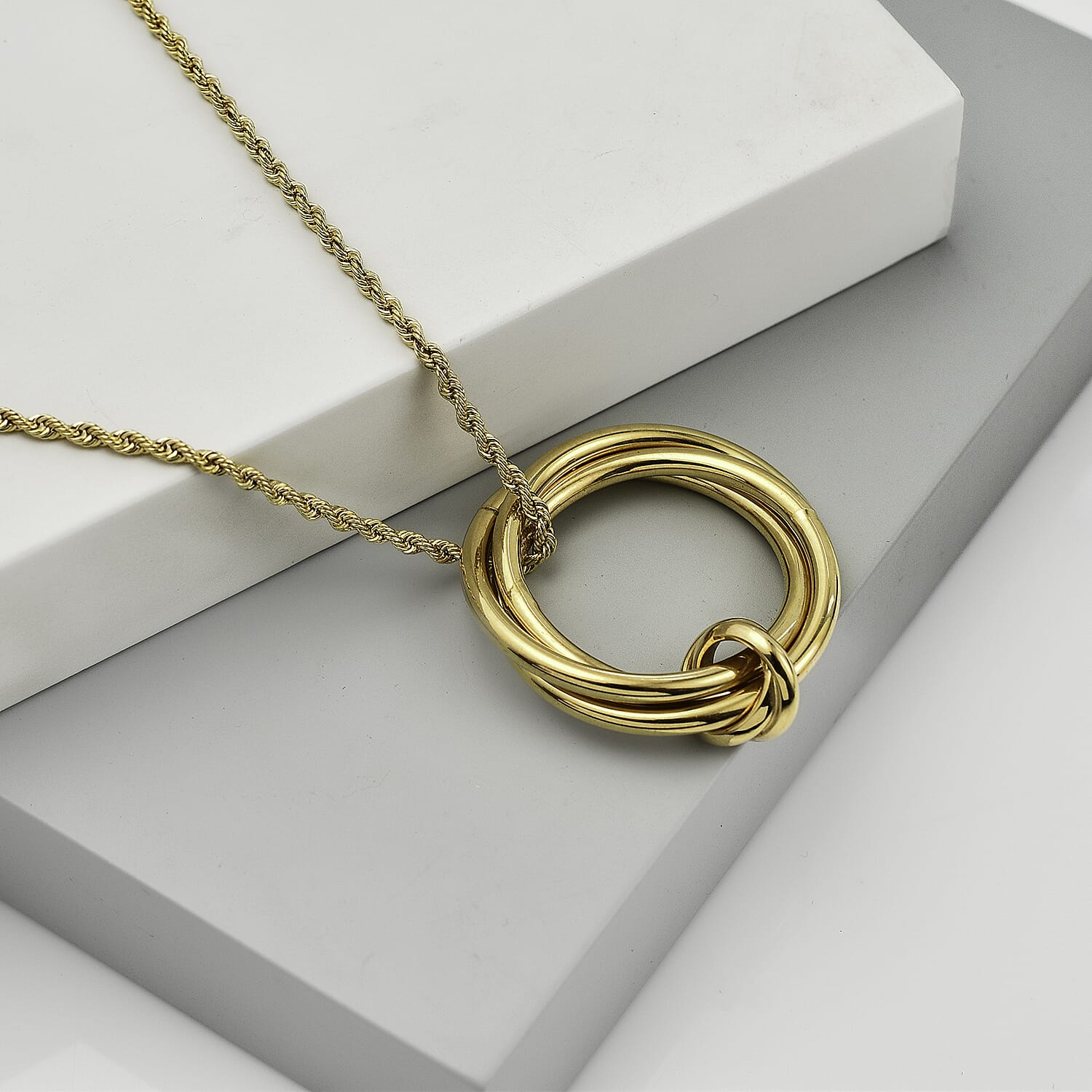 Maestro Collection - 9K Yellow Gold Multi Circle Entwined Necklace (Size - 18-2 inch Ext.)