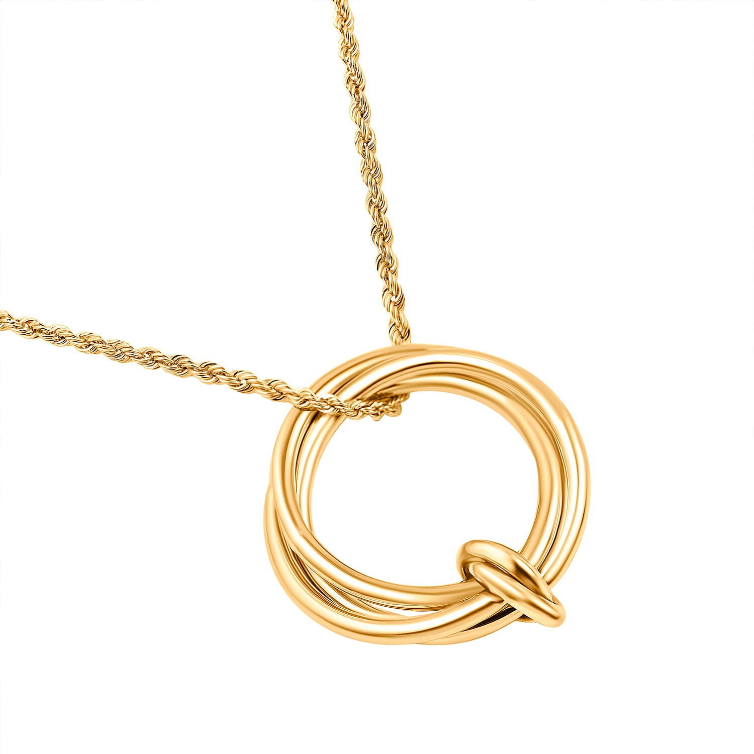 Maestro Collection - 9K Yellow Gold Multi Circle Entwined Necklace (Size - 18-2 inch Ext.)