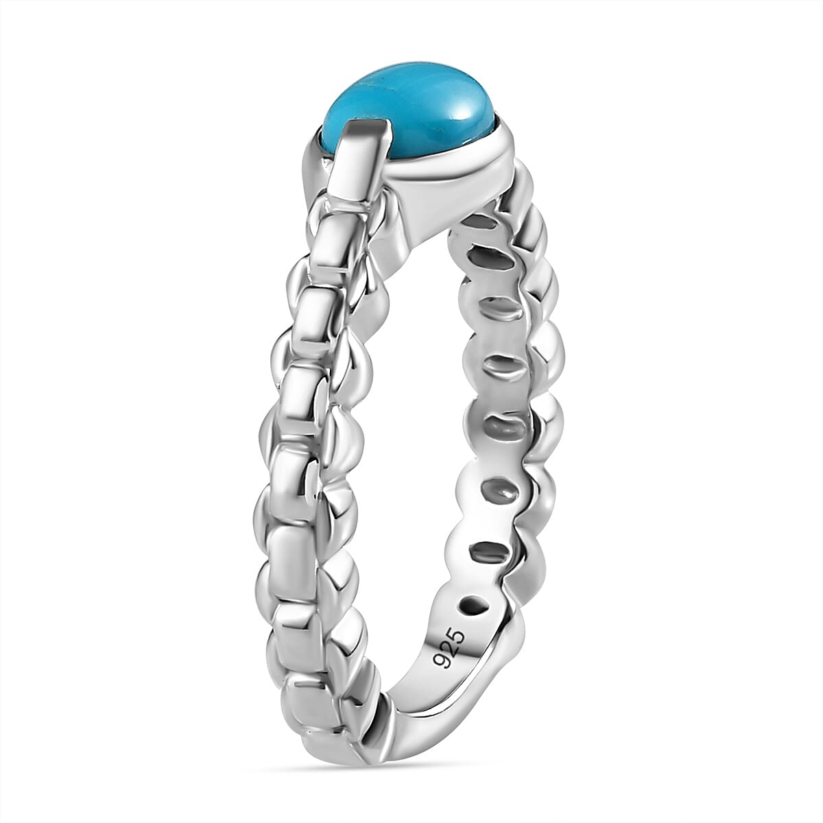 Arizona Sleeping Beauty Turquoise Ring in Platinum Overlay Sterling Silver