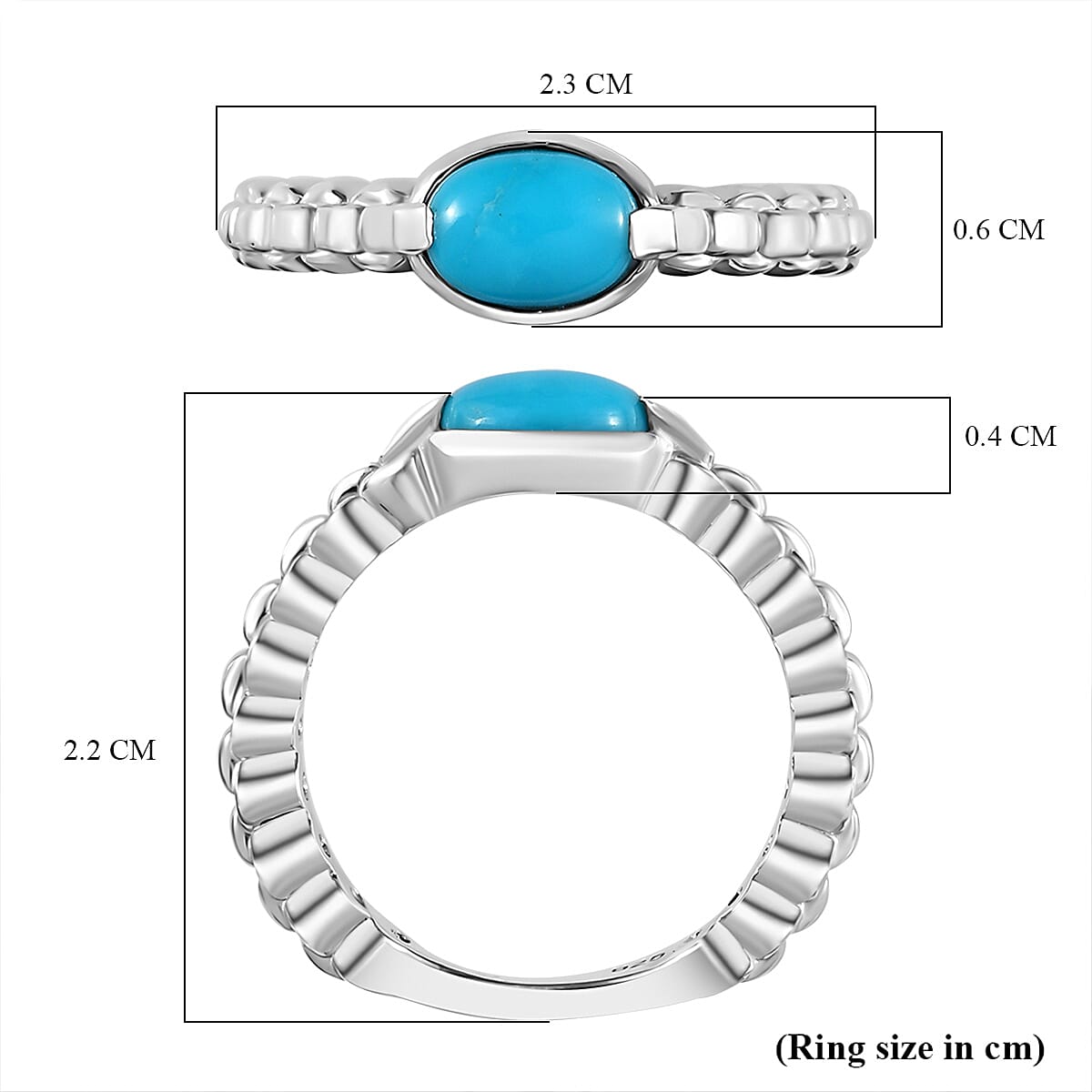 Arizona Sleeping Beauty Turquoise Ring in Platinum Overlay Sterling Silver