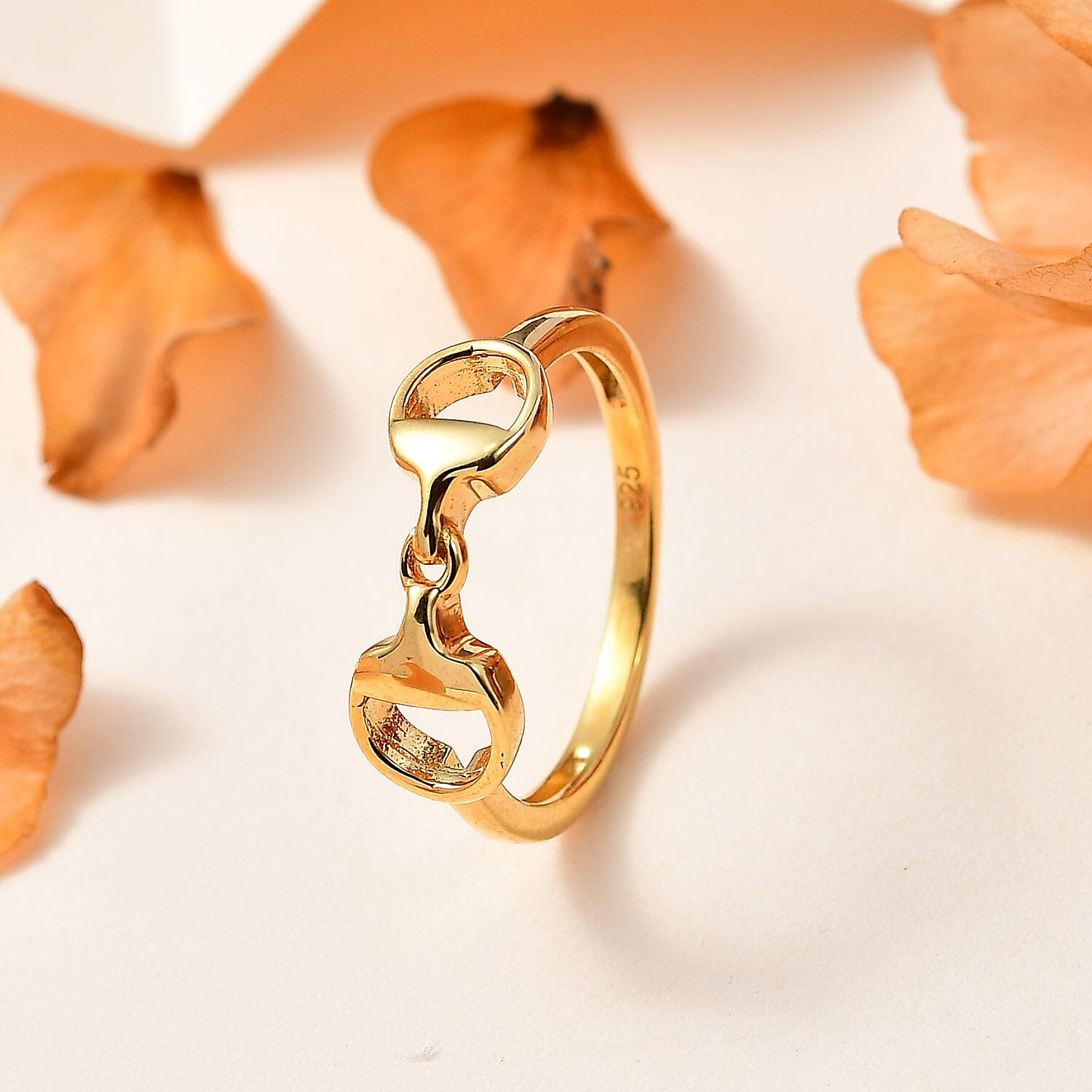 14K Gold Overlay Sterling Silver Snaffle Ring