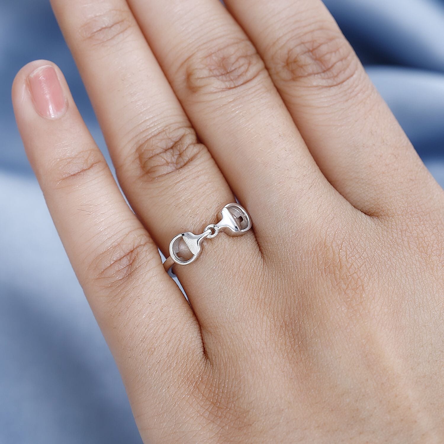 Platinum Overlay Sterling Silver Snaffle Ring
