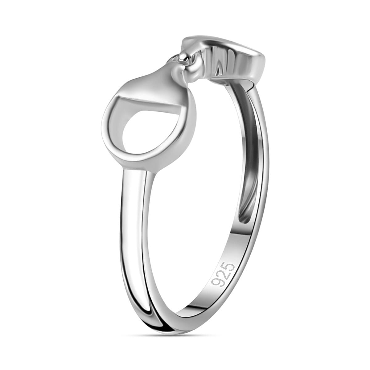 Platinum Overlay Sterling Silver Snaffle Ring