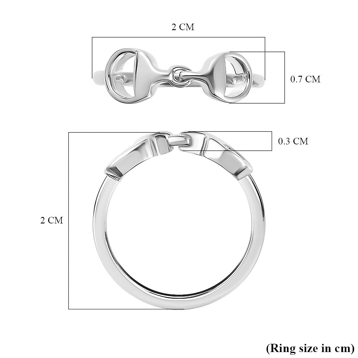 Platinum Overlay Sterling Silver Snaffle Ring