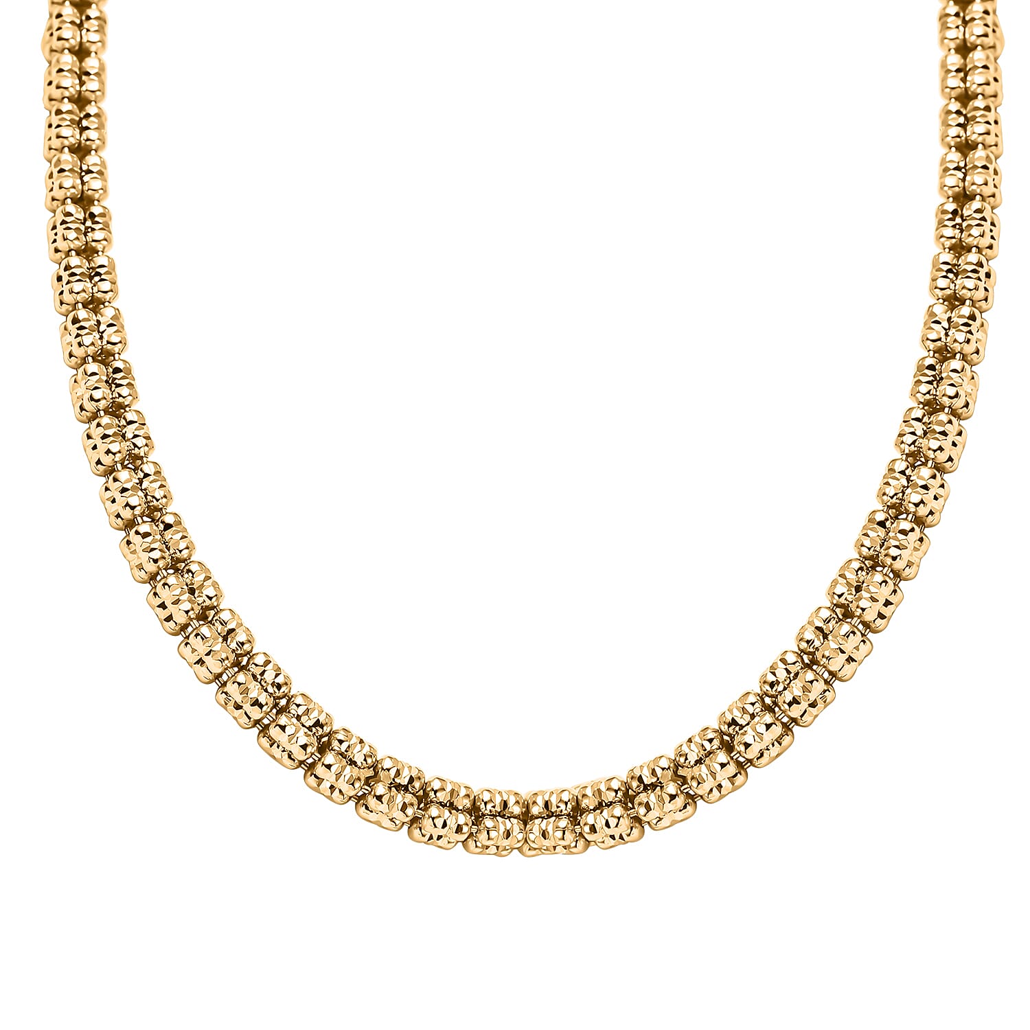 Handmade Red Carpet collection - Diamond Cut Sterling Silver Gold Overlay Necklace (Size - 24), 30 Grams