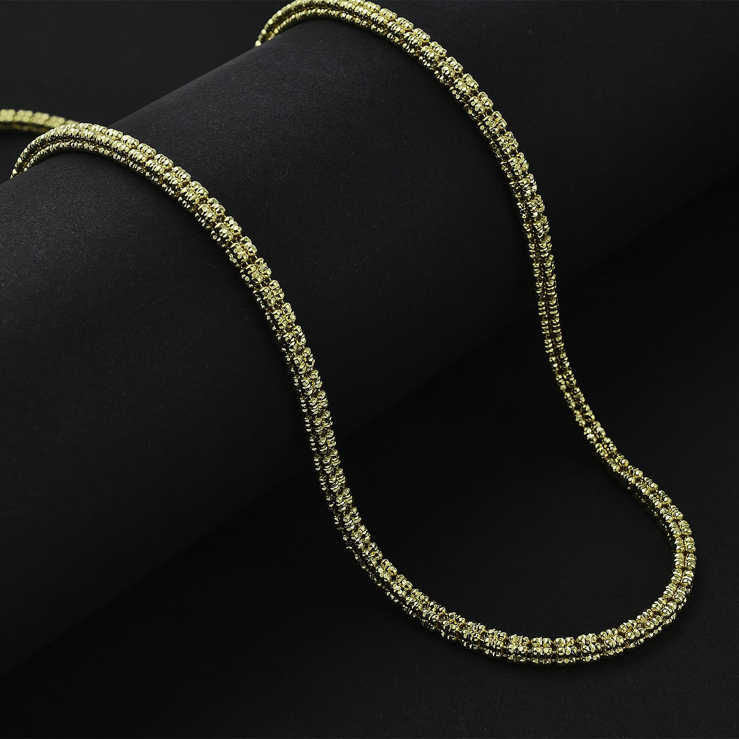 Handmade Red Carpet collection - Diamond Cut Sterling Silver Gold Overlay Necklace (Size - 24), 30 Grams