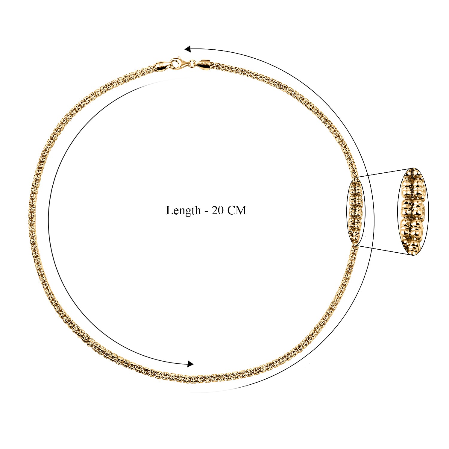 Handmade Red Carpet collection - Diamond Cut Sterling Silver Gold Overlay Necklace (Size - 24), 30 Grams