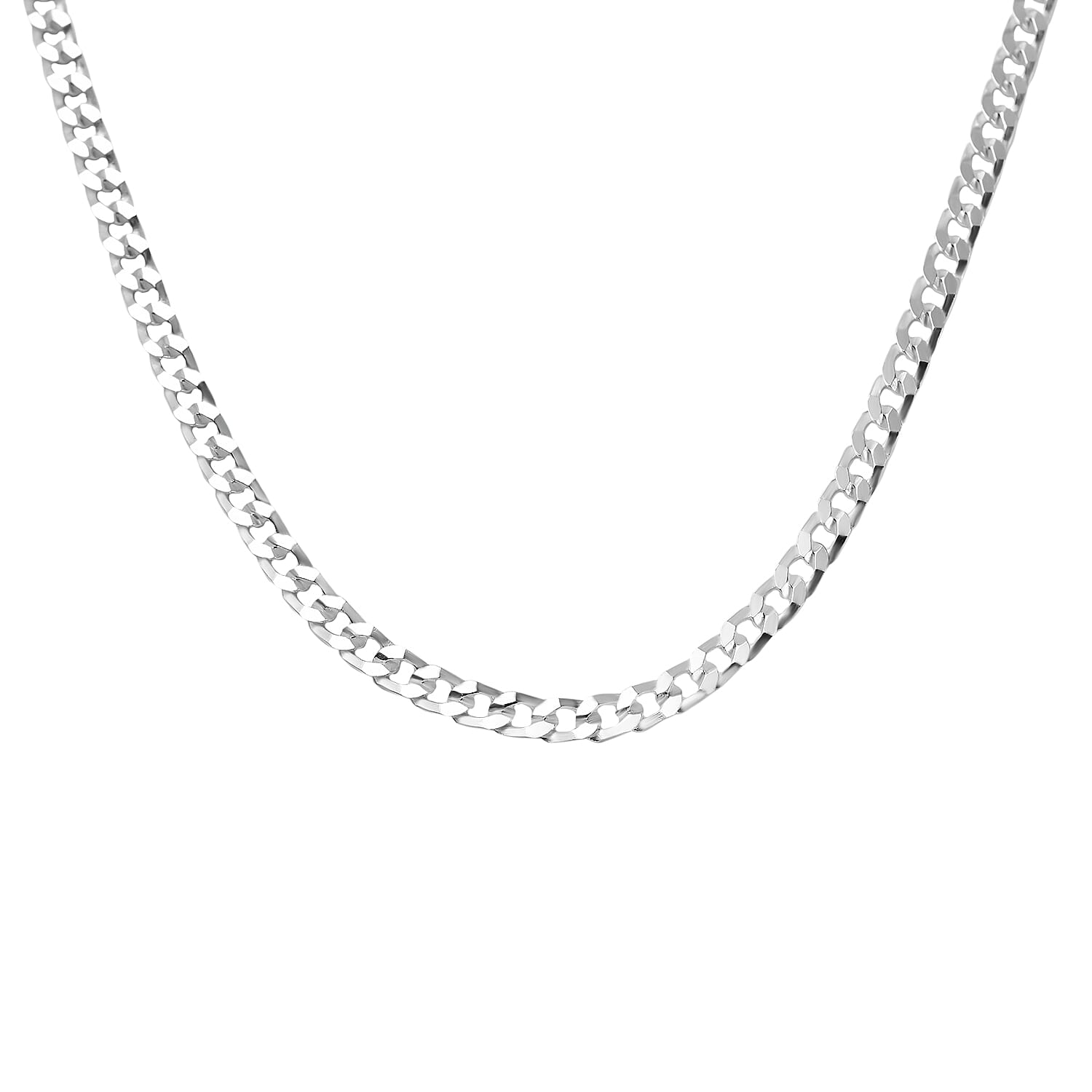 Biggest Italian Closeout 2024- Sterling Silver Flat Curb Square Necklace (Size - 18), Silver Wt. 10 Gms