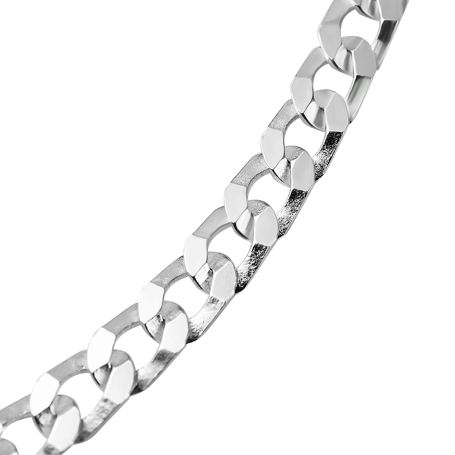 Biggest Italian Closeout 2024- Sterling Silver Flat Curb Square Necklace (Size - 18), Silver Wt. 10 Gms