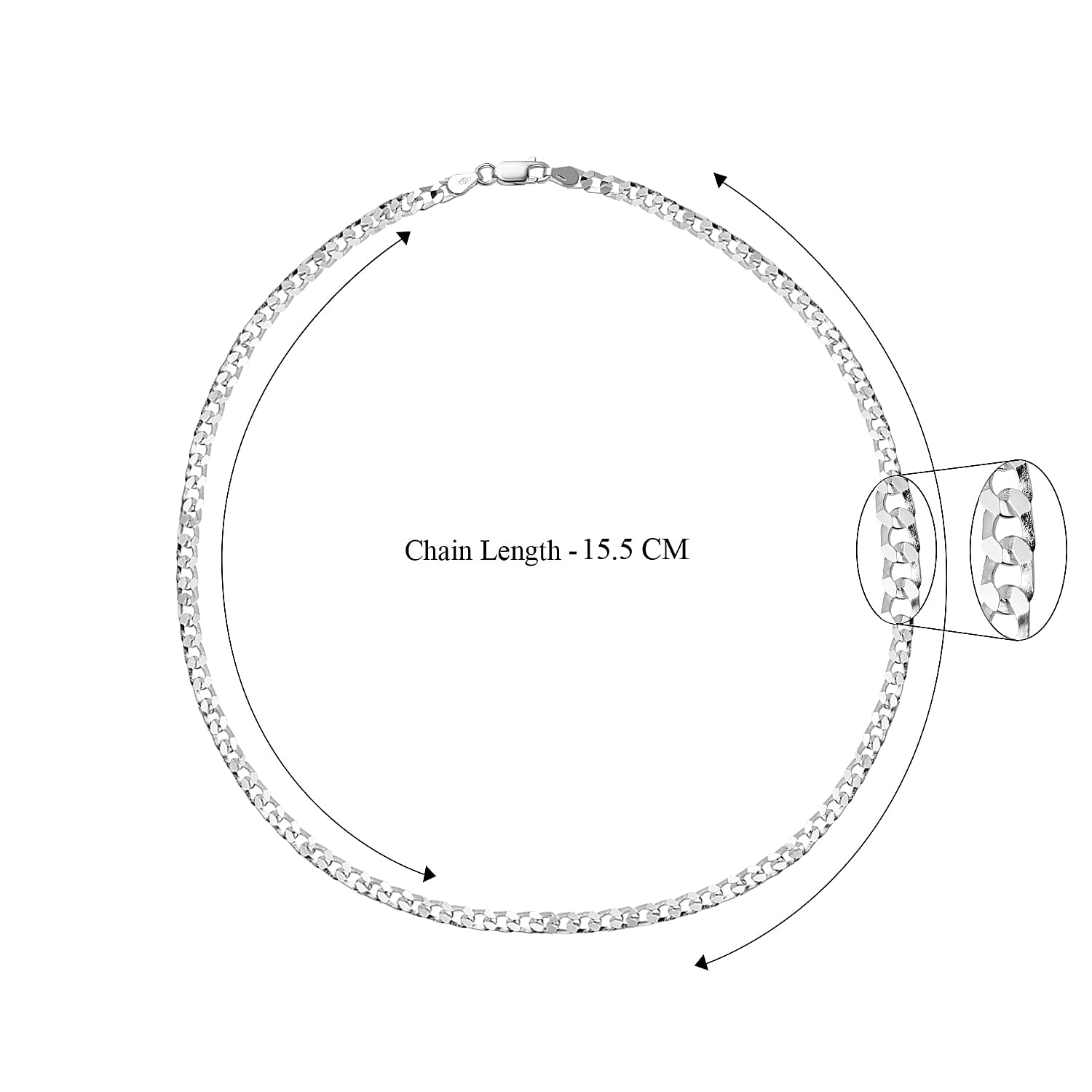 Biggest Italian Closeout 2024- Sterling Silver Flat Curb Square Necklace (Size - 18), Silver Wt. 10 Gms