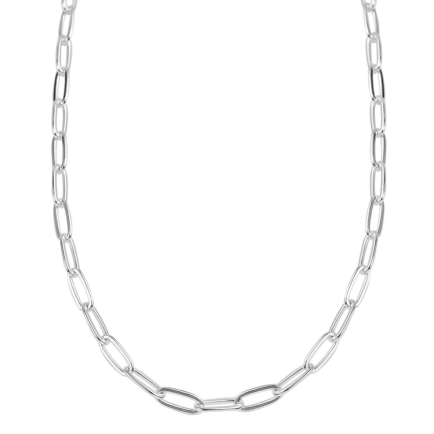 Vicenza Closeout- Sterling Silver Paperclip Neckalce (Size - 30), Silver Wt. 15.20 Gms