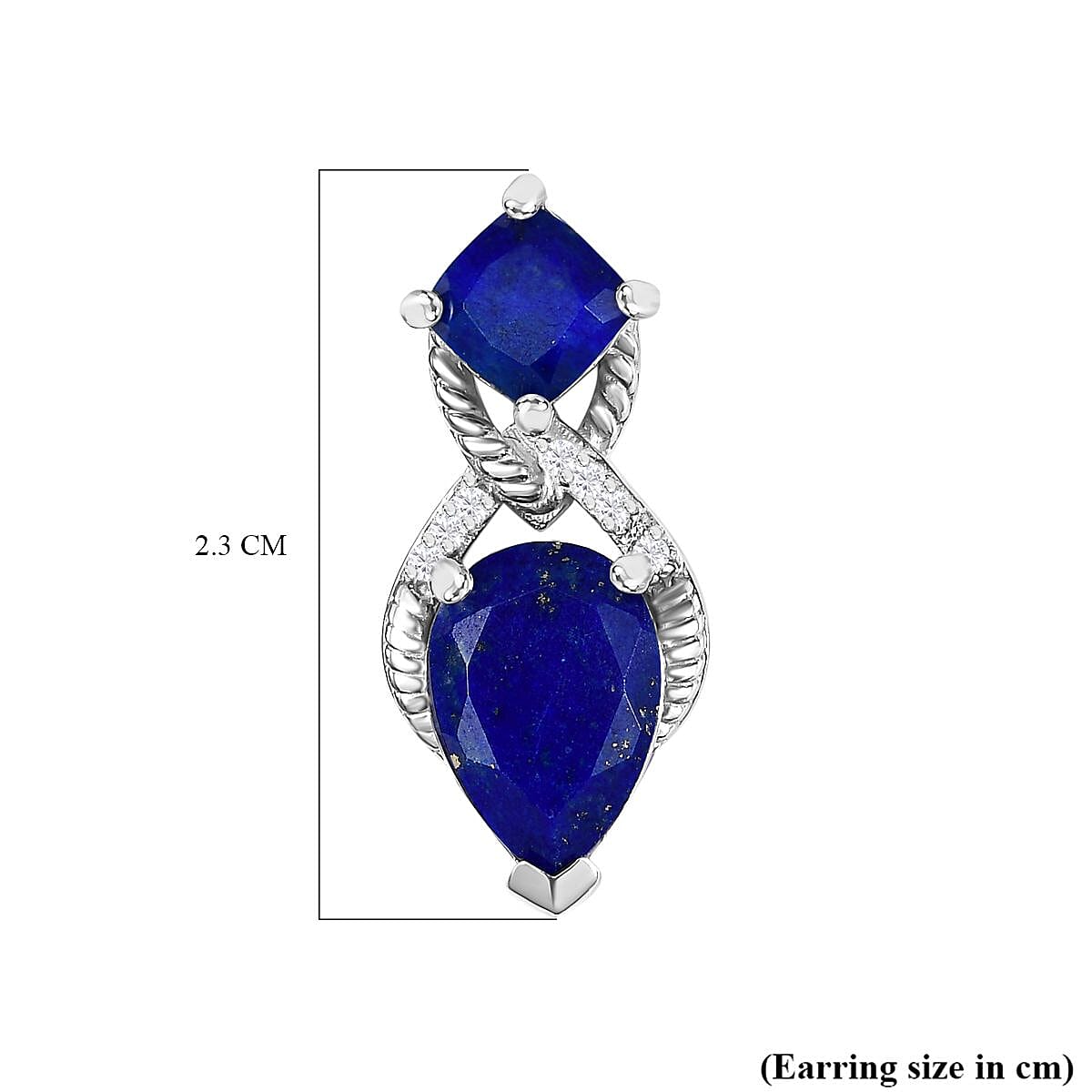 Lapis Lazuli & Natural Zircon Dangle Earrings in Platinum Overlay Sterling Silver 5.40 Ct